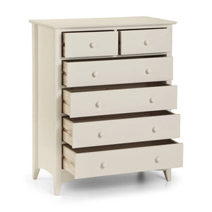 Julian Bowen Cameo 4+2 Chest of Drawers in Stone White – Shaker Style Wooden Bedroom Storage Cabinet with 6 Drawers - Sleek Furniture