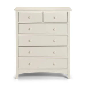 Julian Bowen Cameo 4+2 Chest of Drawers in Stone White – Shaker Style Wooden Bedroom Storage Cabinet with 6 Drawers - Sleek Furniture