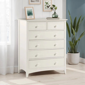 Julian Bowen Cameo 4+2 Chest of Drawers in Stone White – Shaker Style Wooden Bedroom Storage Cabinet with 6 Drawers - Sleek Furniture