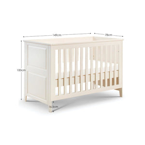 Julian Bowen Cameo Convertible Cot Bed in Stone White – Adjustable Mattress Heights, Toddler Bed Conversion, Classic Nursery Furniture - Sleek Furniture