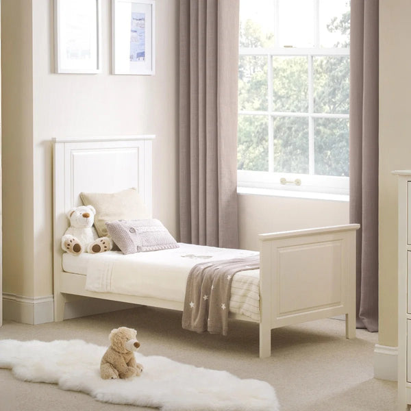 Julian Bowen Cameo Convertible Cot Bed in Stone White – Adjustable Mattress Heights, Toddler Bed Conversion, Classic Nursery Furniture - Sleek Furniture