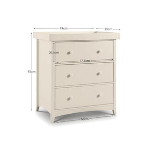 Julian Bowen Cameo Nursery Changing Station with 2 Drawers & Open Shelves – Stone White Baby Changing Unit - Sleek Furniture