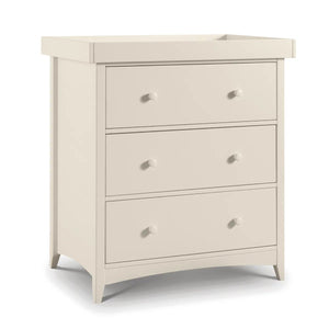 Julian Bowen Cameo Nursery Changing Station with 2 Drawers & Open Shelves – Stone White Baby Changing Unit - Sleek Furniture