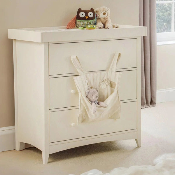 Julian Bowen Cameo Nursery Changing Station with 2 Drawers & Open Shelves – Stone White Baby Changing Unit - Sleek Furniture