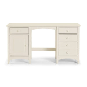 Julian Bowen Cameo Stone White Dressing Table with 5 Drawers & Cupboard Storage – Shaker Style Wooden Vanity Desk - Sleek Furniture