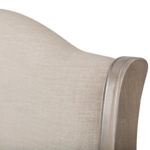 Julian Bowen Camille 150cm King Size Bed Frame with Upholstered Oatmeal Linen Headboard & Limed Oak Finish - Sleek Furniture