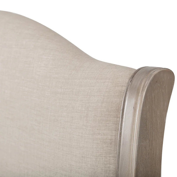 Julian Bowen Camille 150cm King Size Bed Frame with Upholstered Oatmeal Linen Headboard & Limed Oak Finish - Sleek Furniture