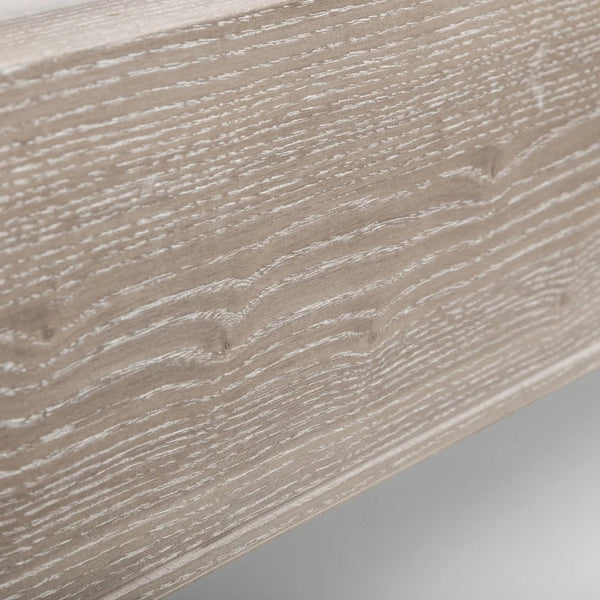 Julian Bowen Camille 150cm King Size Bed Frame with Upholstered Oatmeal Linen Headboard & Limed Oak Finish - Sleek Furniture