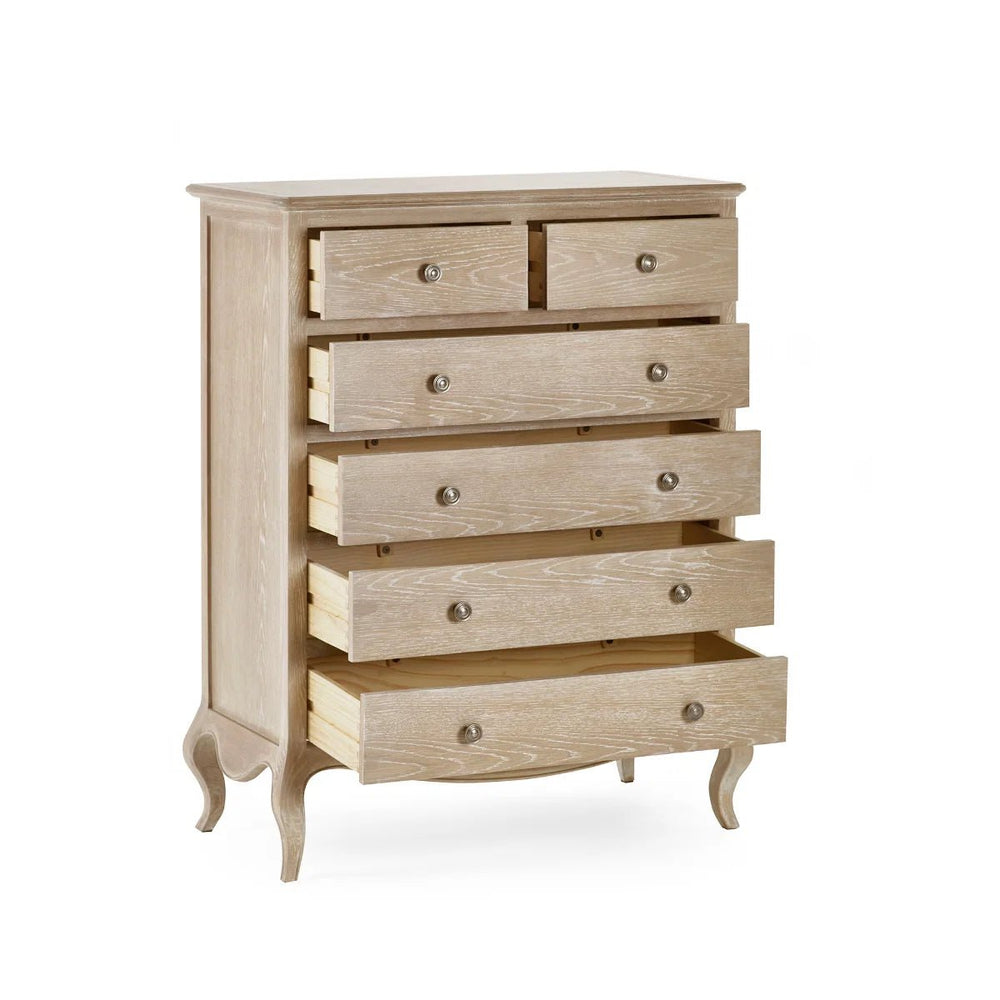 Julian Bowen Camille 4+2 Chest of Drawers – Elegant French-Inspired Wooden Bedroom Storage Cabinet with 6 Drawers - Sleek Furniture