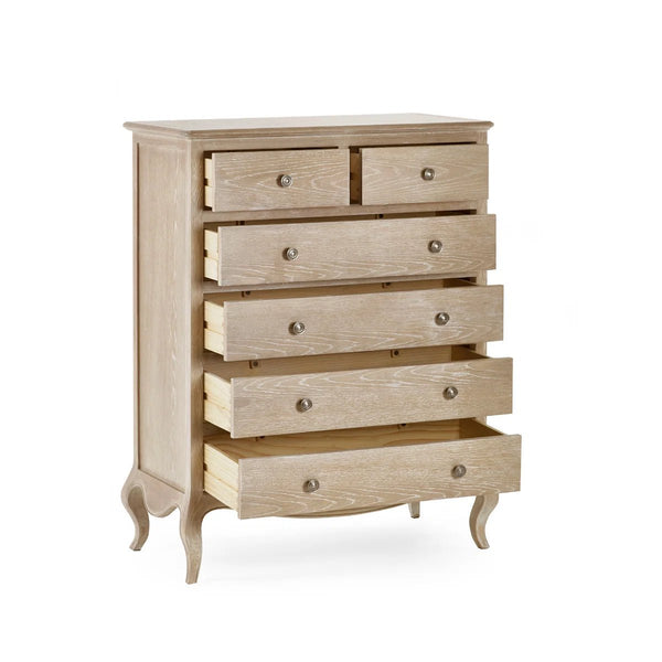 Julian Bowen Camille 4+2 Chest of Drawers – Elegant French-Inspired Wooden Bedroom Storage Cabinet with 6 Drawers - Sleek Furniture