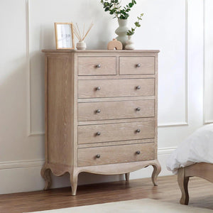 Elegant bedroom drawer cabinet in a natural limed oak finish