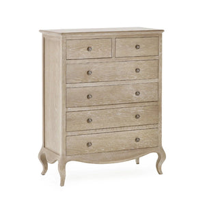 Julian Bowen Camille 4+2 Chest of Drawers – Elegant French-Inspired Wooden Bedroom Storage Cabinet with 6 Drawers - Sleek Furniture