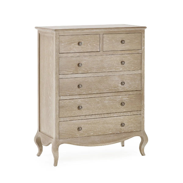 Julian Bowen Camille 4+2 Chest of Drawers – Elegant French-Inspired Wooden Bedroom Storage Cabinet with 6 Drawers - Sleek Furniture