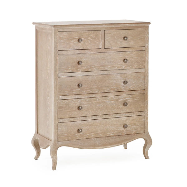Julian Bowen Camille 4+2 Chest of Drawers – Elegant French-Inspired Wooden Bedroom Storage Cabinet with 6 Drawers - Sleek Furniture