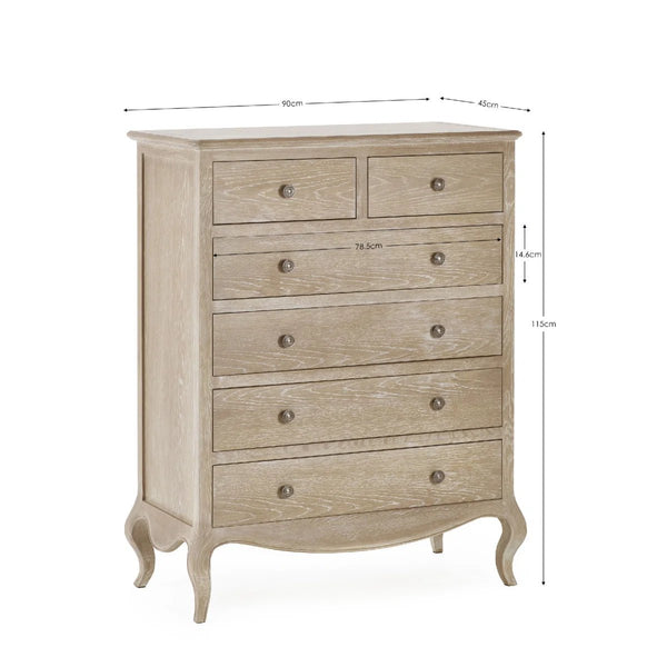 Julian Bowen Camille 4+2 Chest of Drawers – Elegant French-Inspired Wooden Bedroom Storage Cabinet with 6 Drawers - Sleek Furniture