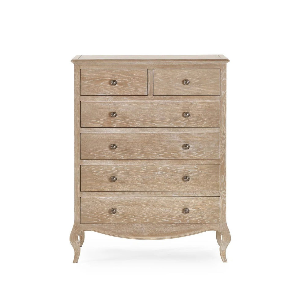 Julian Bowen Camille 4+2 Chest of Drawers – Elegant French-Inspired Wooden Bedroom Storage Cabinet with 6 Drawers - Sleek Furniture