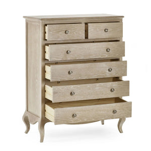 Julian Bowen Camille 4+2 Chest of Drawers – Elegant French-Inspired Wooden Bedroom Storage Cabinet with 6 Drawers - Sleek Furniture