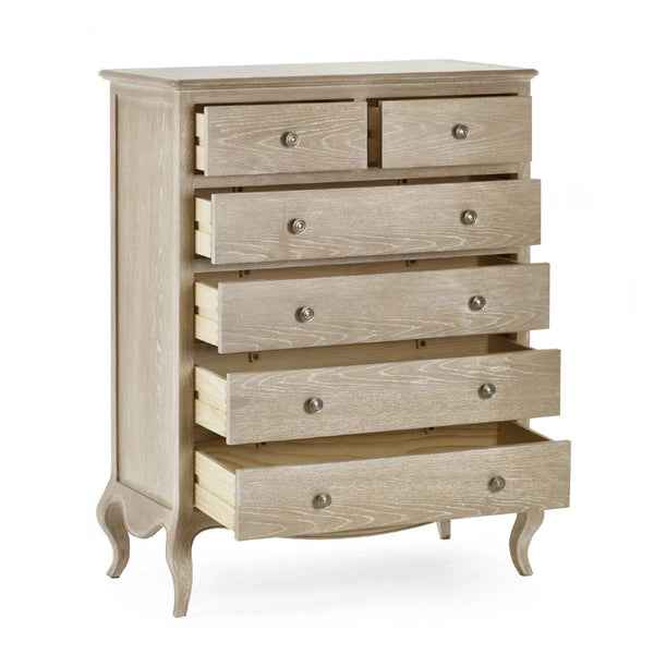 Julian Bowen Camille 4+2 Chest of Drawers – Elegant French-Inspired Wooden Bedroom Storage Cabinet with 6 Drawers - Sleek Furniture