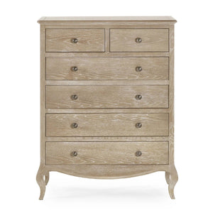 Julian Bowen Camille 4+2 Chest of Drawers – Elegant French-Inspired Wooden Bedroom Storage Cabinet with 6 Drawers - Sleek Furniture