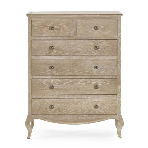 Julian Bowen Camille 4+2 Chest of Drawers – Elegant French-Inspired Wooden Bedroom Storage Cabinet with 6 Drawers - Sleek Furniture