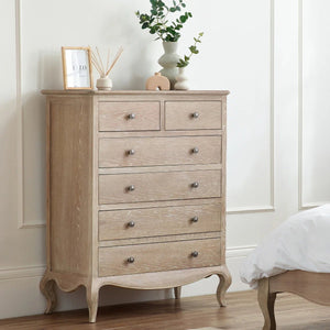 Julian Bowen Camille 4+2 Chest of Drawers – Elegant French-Inspired Wooden Bedroom Storage Cabinet with 6 Drawers - Sleek Furniture