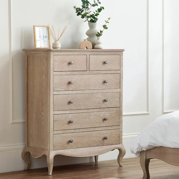 Julian Bowen Camille 4+2 Chest of Drawers – Elegant French-Inspired Wooden Bedroom Storage Cabinet with 6 Drawers - Sleek Furniture