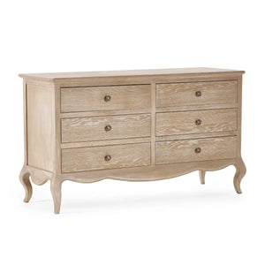 Julian Bowen Camille 6 Drawer Wide Chest of Drawers – Elegant French Style Bedroom Storage Cabinet with Ornate Detailing, Spacious 6-Drawer Wooden Chest, White Finish - Sleek Furniture