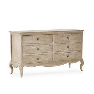 Julian Bowen Camille 6 Drawer Wide Chest of Drawers – Elegant French Style Bedroom Storage Cabinet with Ornate Detailing, Spacious 6-Drawer Wooden Chest, White Finish - Sleek Furniture