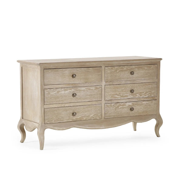 Julian Bowen Camille 6 Drawer Wide Chest of Drawers – Elegant French Style Bedroom Storage Cabinet with Ornate Detailing, Spacious 6-Drawer Wooden Chest, White Finish - Sleek Furniture