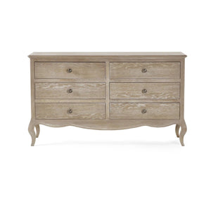 Julian Bowen Camille 6 Drawer Wide Chest of Drawers – Elegant French Style Bedroom Storage Cabinet with Ornate Detailing, Spacious 6-Drawer Wooden Chest, White Finish - Sleek Furniture