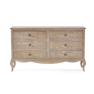 Julian Bowen Camille 6 Drawer Wide Chest of Drawers – Elegant French Style Bedroom Storage Cabinet with Ornate Detailing, Spacious 6-Drawer Wooden Chest, White Finish - Sleek Furniture