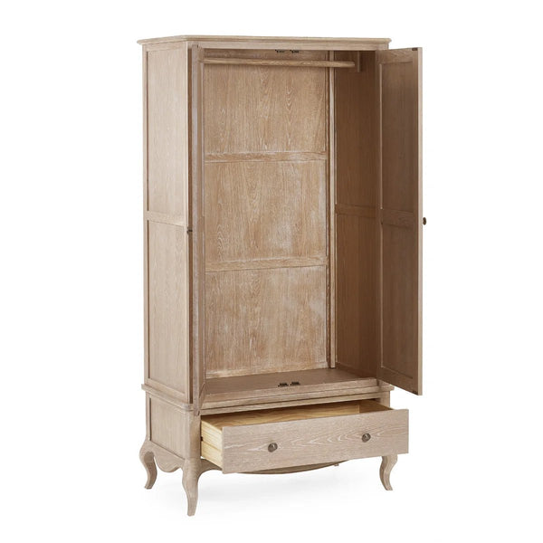 Julian Bowen Camille French-Inspired Combination Wardrobe with Ornate Detailing – White, 2 Door, 2 Drawer Storage - Sleek Furniture