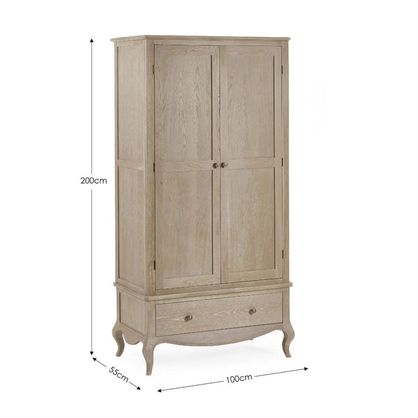 Julian Bowen Camille French-Inspired Combination Wardrobe with Ornate Detailing – White, 2 Door, 2 Drawer Storage - Sleek Furniture
