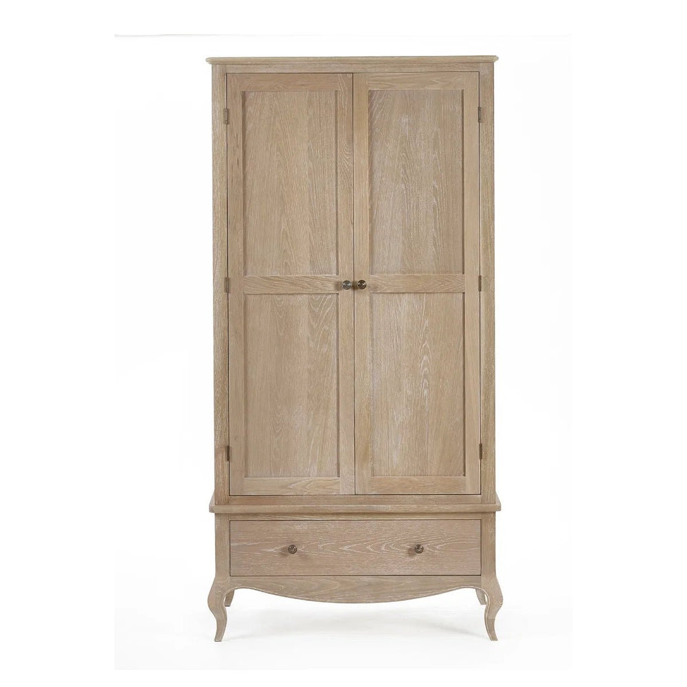 Julian Bowen Camille French-Inspired Combination Wardrobe with Ornate Detailing – White, 2 Door, 2 Drawer Storage - Sleek Furniture