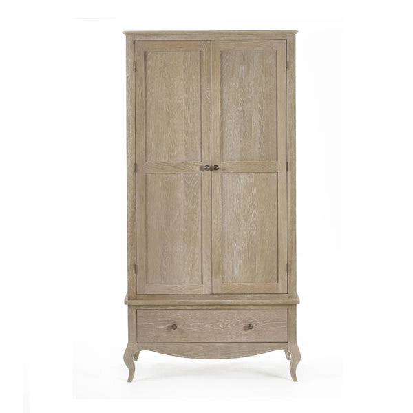 Julian Bowen Camille French-Inspired Combination Wardrobe with Ornate Detailing – White, 2 Door, 2 Drawer Storage - Sleek Furniture