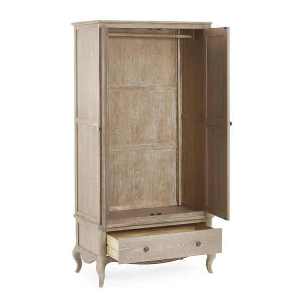 Julian Bowen Camille French-Inspired Combination Wardrobe with Ornate Detailing – White, 2 Door, 2 Drawer Storage - Sleek Furniture