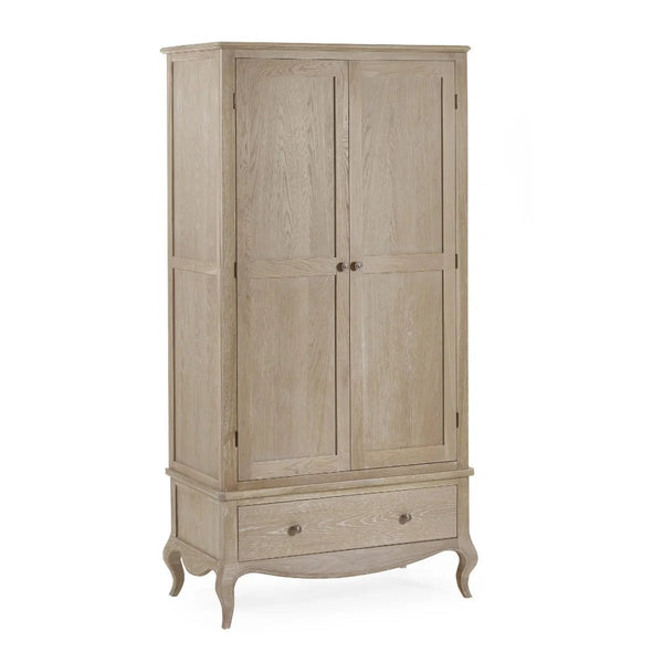 Julian Bowen Camille French-Inspired Combination Wardrobe with Ornate Detailing – White, 2 Door, 2 Drawer Storage - Sleek Furniture