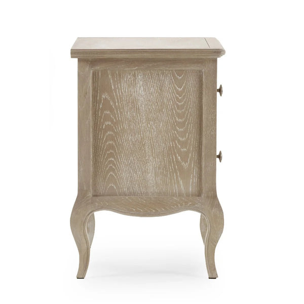 Julian Bowen Camille French Style 2 Drawer Bedside Table with Ornate Detailing, Soft Curves & Elegant Storage - Sleek Furniture