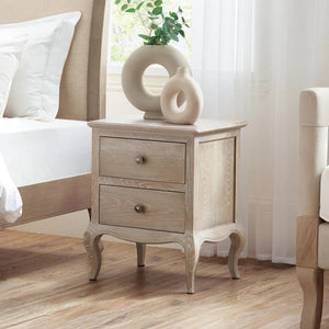 Camille two drawer bedside table for elegant bedroom storage