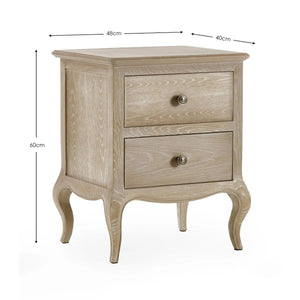 Julian Bowen Camille French Style 2 Drawer Bedside Table with Ornate Detailing, Soft Curves & Elegant Storage - Sleek Furniture
