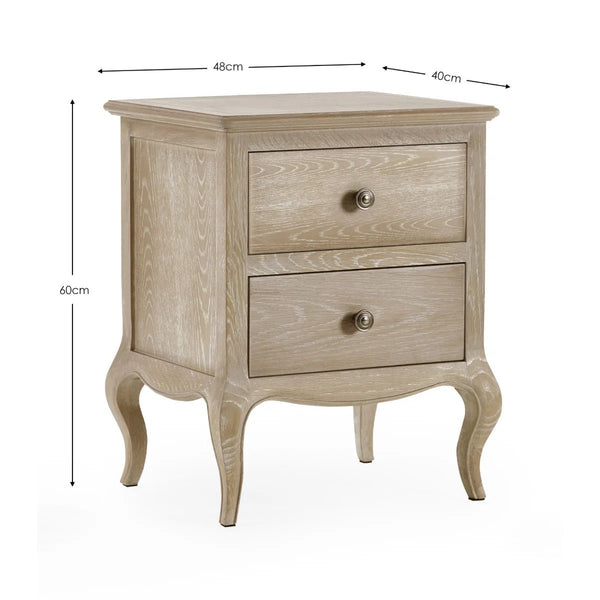 Julian Bowen Camille French Style 2 Drawer Bedside Table with Ornate Detailing, Soft Curves & Elegant Storage - Sleek Furniture
