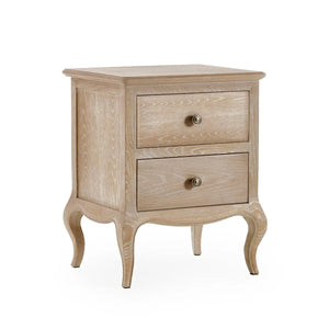 Julian Bowen Camille French Style 2 Drawer Bedside Table with Ornate Detailing, Soft Curves & Elegant Storage - Sleek Furniture