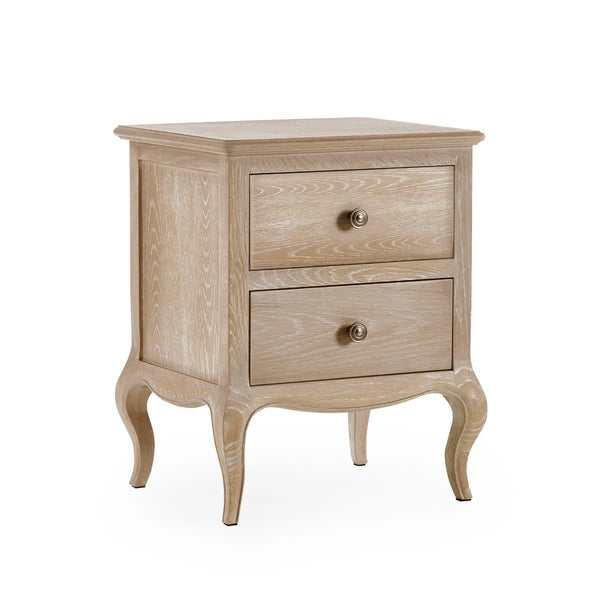 Julian Bowen Camille French Style 2 Drawer Bedside Table with Ornate Detailing, Soft Curves & Elegant Storage - Sleek Furniture