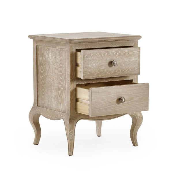 Julian Bowen Camille French Style 2 Drawer Bedside Table with Ornate Detailing, Soft Curves & Elegant Storage - Sleek Furniture