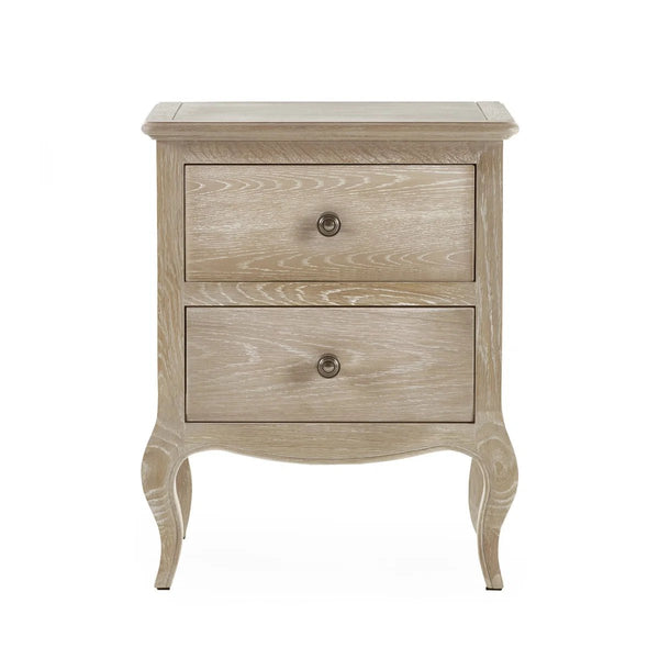Julian Bowen Camille French Style 2 Drawer Bedside Table with Ornate Detailing, Soft Curves & Elegant Storage - Sleek Furniture