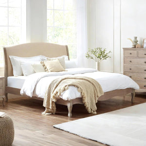 Camille Double King Super King bed frame in limed oak and oatmeal