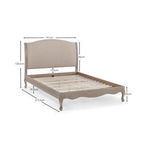 Julian Bowen Camille Limed Oak Bed Frame with Upholstered Oatmeal Linen Headboard – Double, King & Super King - Sleek Furniture