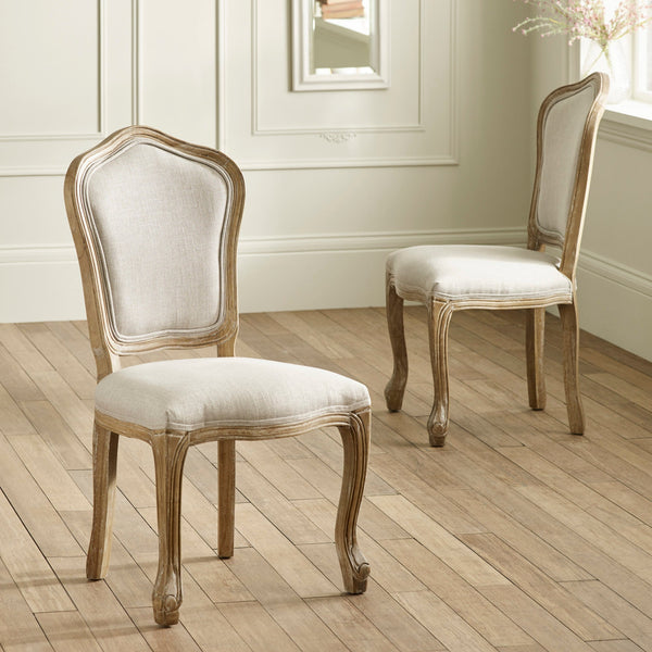 Julian Bowen Camille Oatmeal Linen Dining Chairs – Set of 2 - Sleek Furniture