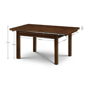 Julian Bowen Canterbury Extendable Solid Rubberwood Dining Table with Butterfly Extension, Mahogany Finish - Sleek Furniture