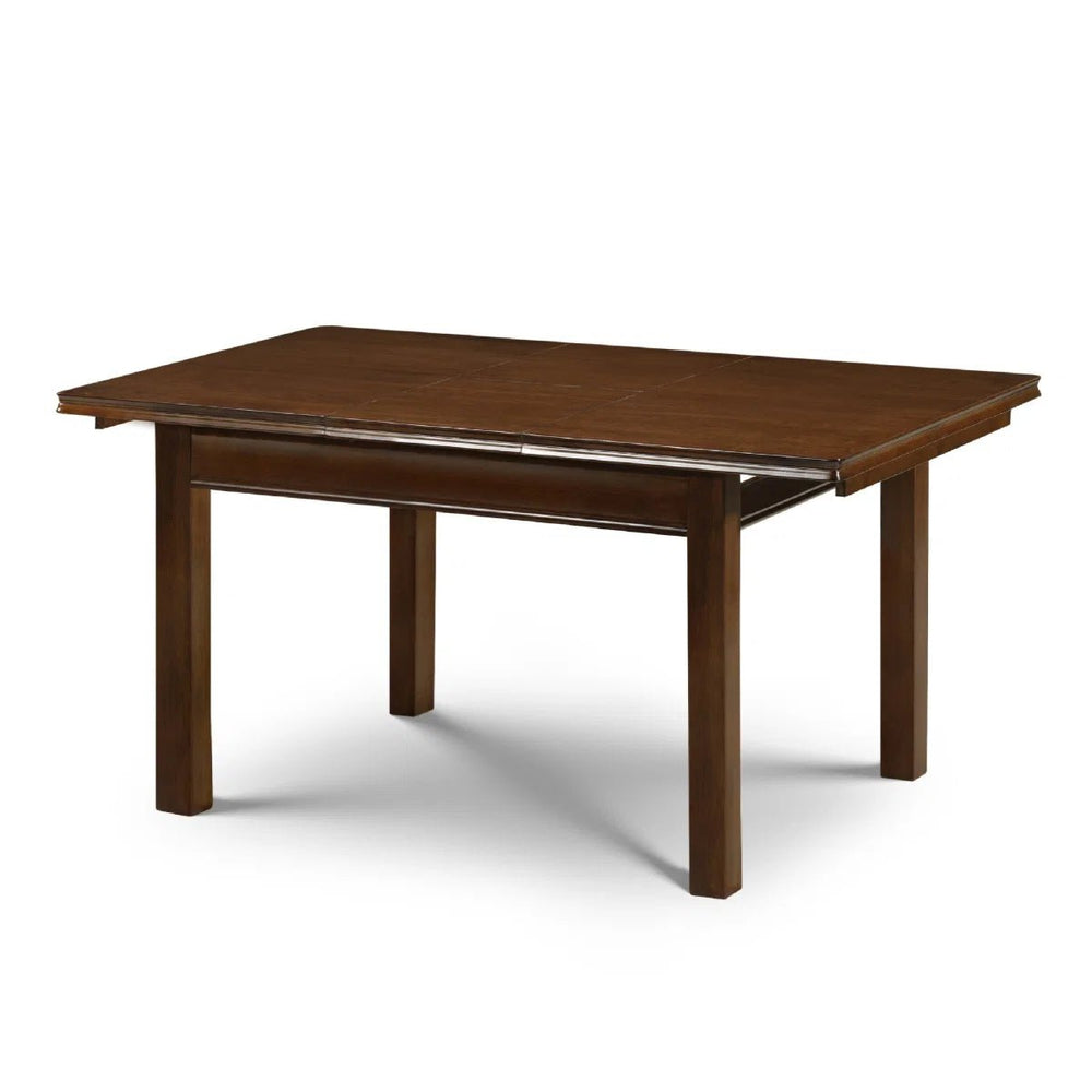 Julian Bowen Canterbury Extendable Solid Rubberwood Dining Table with Butterfly Extension, Mahogany Finish - Sleek Furniture